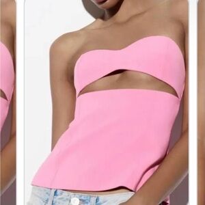 Zara Pink Strapless Cutout Crop Top